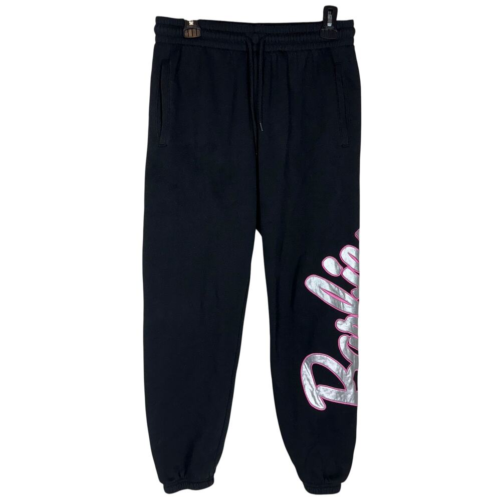 Barbie Black Wide Leg Sweatpants with Pink & White Logo
